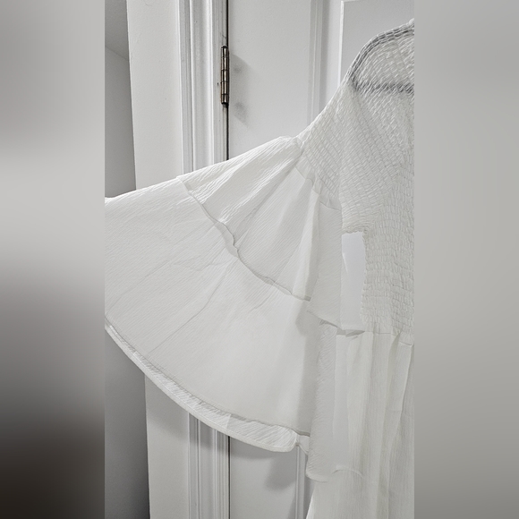 SHEIN plus size  White off the shoulder dress full bell sleeve 4x Boho - Picture 3 of 6